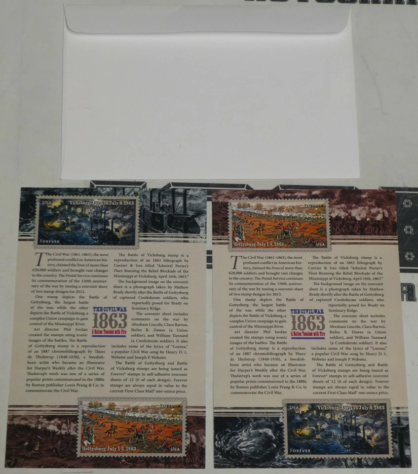 Civil War Gettysburg Vicksburg Forever First Day of Issue 2 Stamp Cachet Program - Image 2 of 4