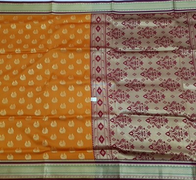 Banarasi Saree Indian Art Silk Woven Zari Brocade Sari Fabric Mustard