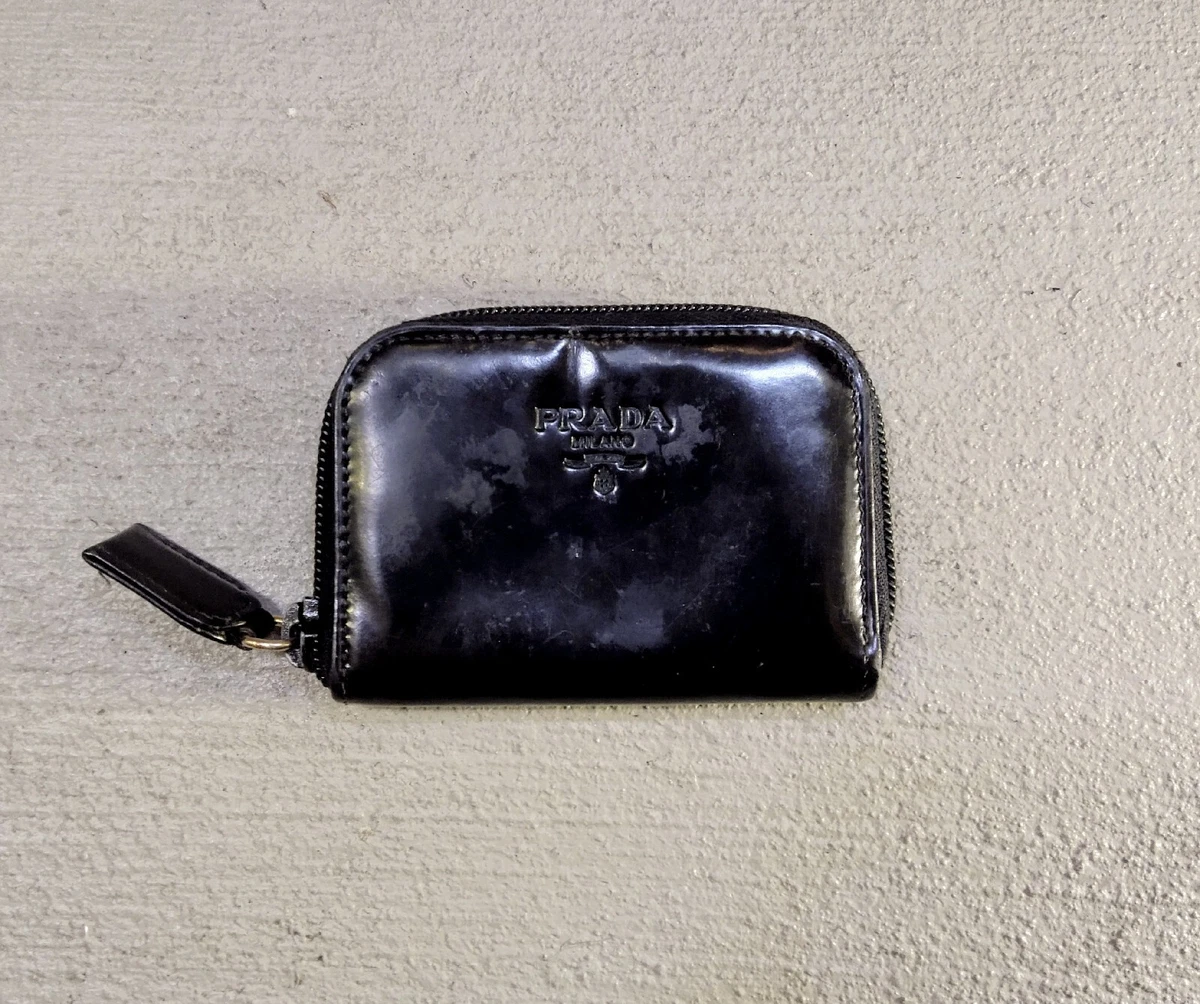Prada mens wallet online with coin compartment