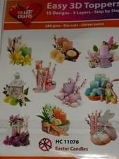 HEARTY CRAFTS EASY 3-D TOPPERS "EASTER CANDLES" HC11076 -10 DESIGNS 3 LAYERS