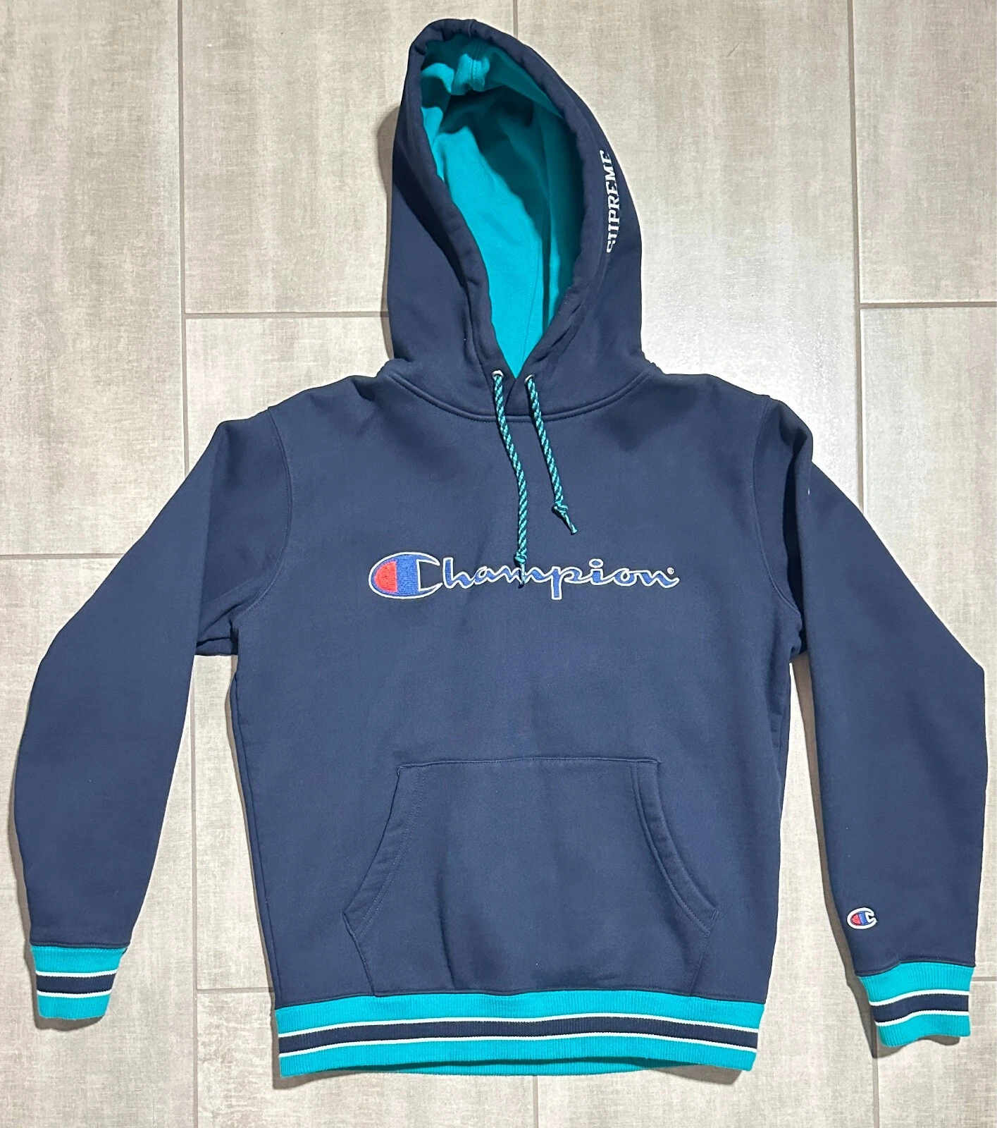 Supreme x Champion 15SS Pull Double Nom Sweat à Capuche Homme M