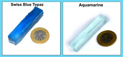 180 Ct Aquamarin & Swiss Blue Topas Edelstein Slice Roh Paar Zertifiziert GH171