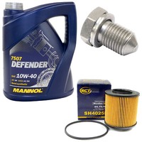 MotoröL Set 10W-40 5 Liter + ÖLfilter SH 4025 P + Schraube FüR Audi Skoda VW 1.4