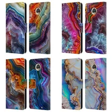 OFFICIAL HAROULITA AGATES LEATHER BOOK WALLET CASE COVER FOR MOTOROLA PHONES