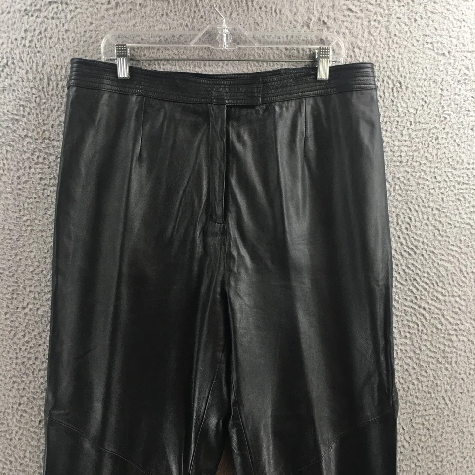 Pantalones de cuero Sutton Studio para mujer 16 W (real 36X29) negros tiro alto informales cremallera Foto 2 de 4