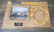 Vintage Hand Woven Braided Leather Whip Bullwhip 12ft Mounted On OCWG 1984 FRAME