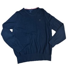 Tommy Hilfiger Men  s Navy V-Neck Sweater Large 100 Cotton Classic