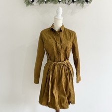 Everlane Brown Brass Modern Utility Shirtdress Button Down Belt size 6