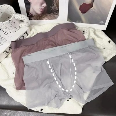 3Pcs Ultra Thin 20D Ice Silk Soft Underwear Men Boxer Transparent Quick-Drying