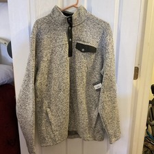 Eddie Bauer Men Convector 2.0 Snap Mock Gray Heather Sweater Fleece New Tall L