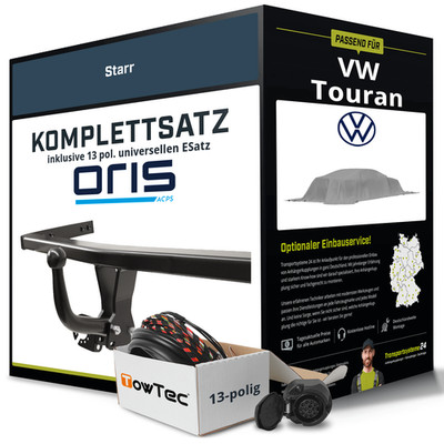 Für VW Touran Typ 1T1,1T2 Anhängerkupplung starr +eSatz 13pol uni 06-10 NEU