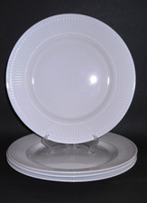 Martha Stewart Everyday Dinner Plates White Balustrade Ribbed Rim France Set 4
