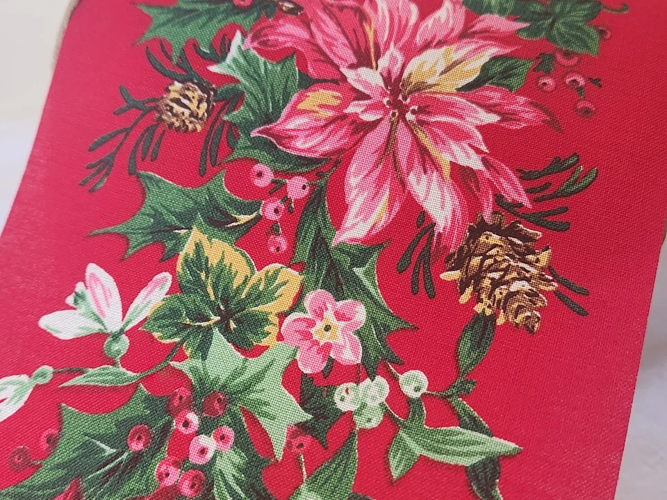 Large galon ancien rouge grosse fleur 10, 5 cm au métre XXL  B9 - Photo 2/4