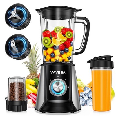 VAVSEA BL-607P 3-in-1 Blender, 1000W 7 Pices Smoothie Blender for Kitchen, 54 oz