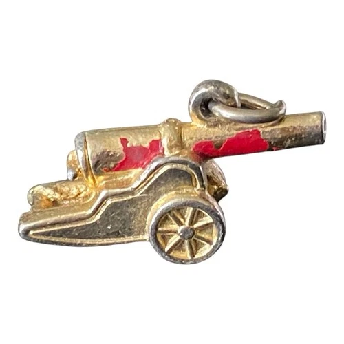 Older Red Cannon Charm Pendant Jewelry Military Civil War Pirate Ship Antique