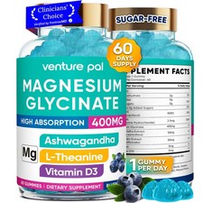 60 Day Supply Magnesium Glycinate 400mg Gummies with Ashwagandha, L-Theanine,...
