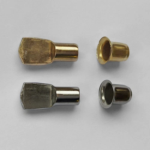 7mm Plug In Shelf Support Stud Spade + INSERT for 7.5mmØ Hole E/B N/P Bookcase