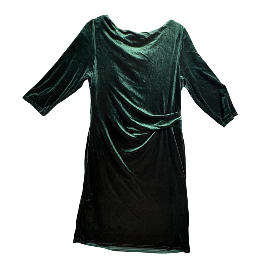 Vestido Jessica Howard Verde Esmeralda Terciopelo Capucha Cuello Vaina 14 Vacaciones Cóctel Foto 3 de 4