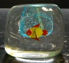 Vintage Murano Miniature Ice Cube Art Glass Fish Bowl 2.18" x 2.56" x 1.38" Exc