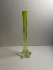 Murano Glass  Green And Clear Bud Vase