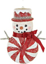 Bethany Lowe Red Peppermint Snowman Christmas ornament, 3 1/4" T, TF2287 NWT