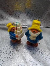 Vintage Paddington Bear W/ Gifts & Suitcase Ceramic Ornaments 1978 Eden Toys Inc