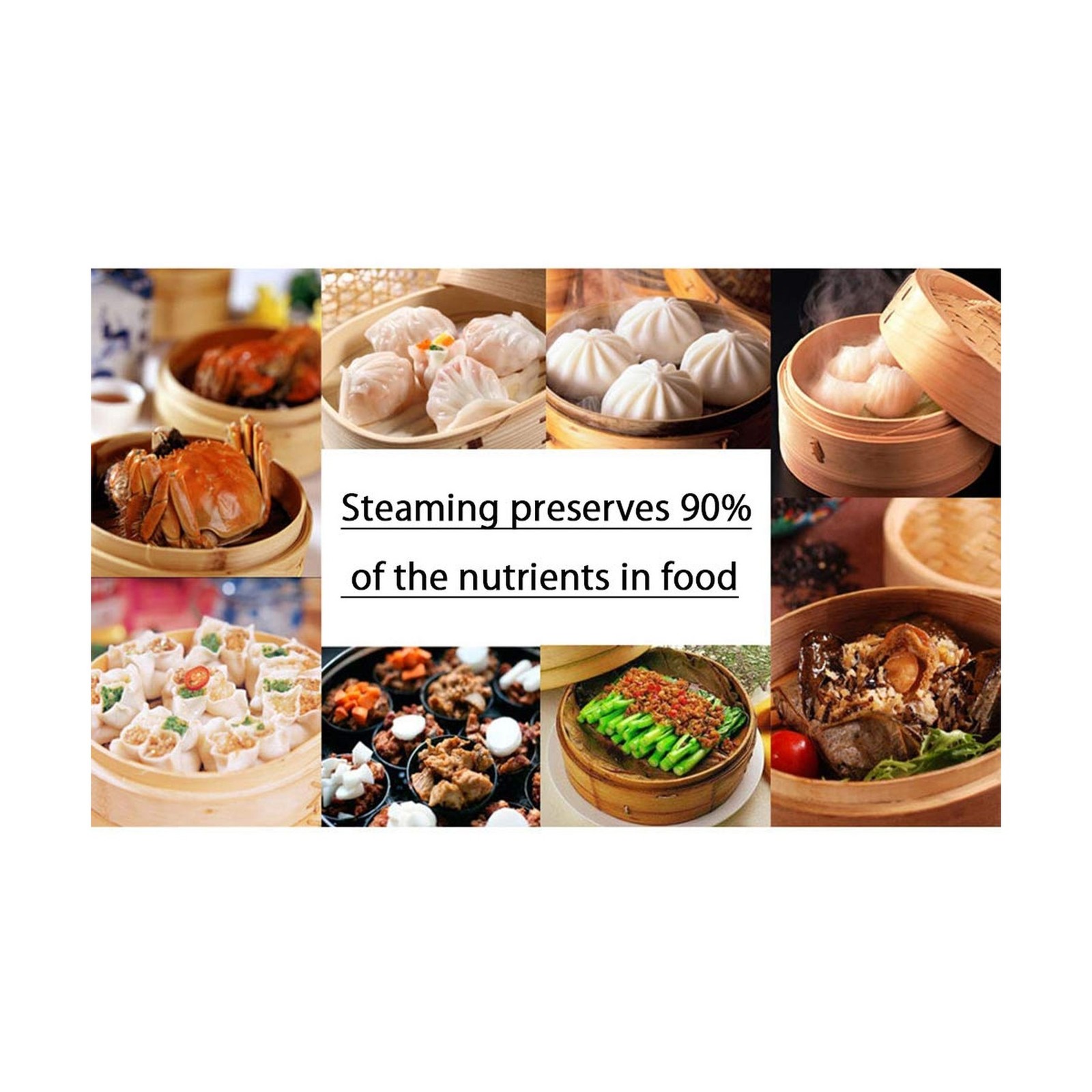 3 Tier Kitchen Bamboo Steamer with Double Stainless Steel Banding f... Fast Ship