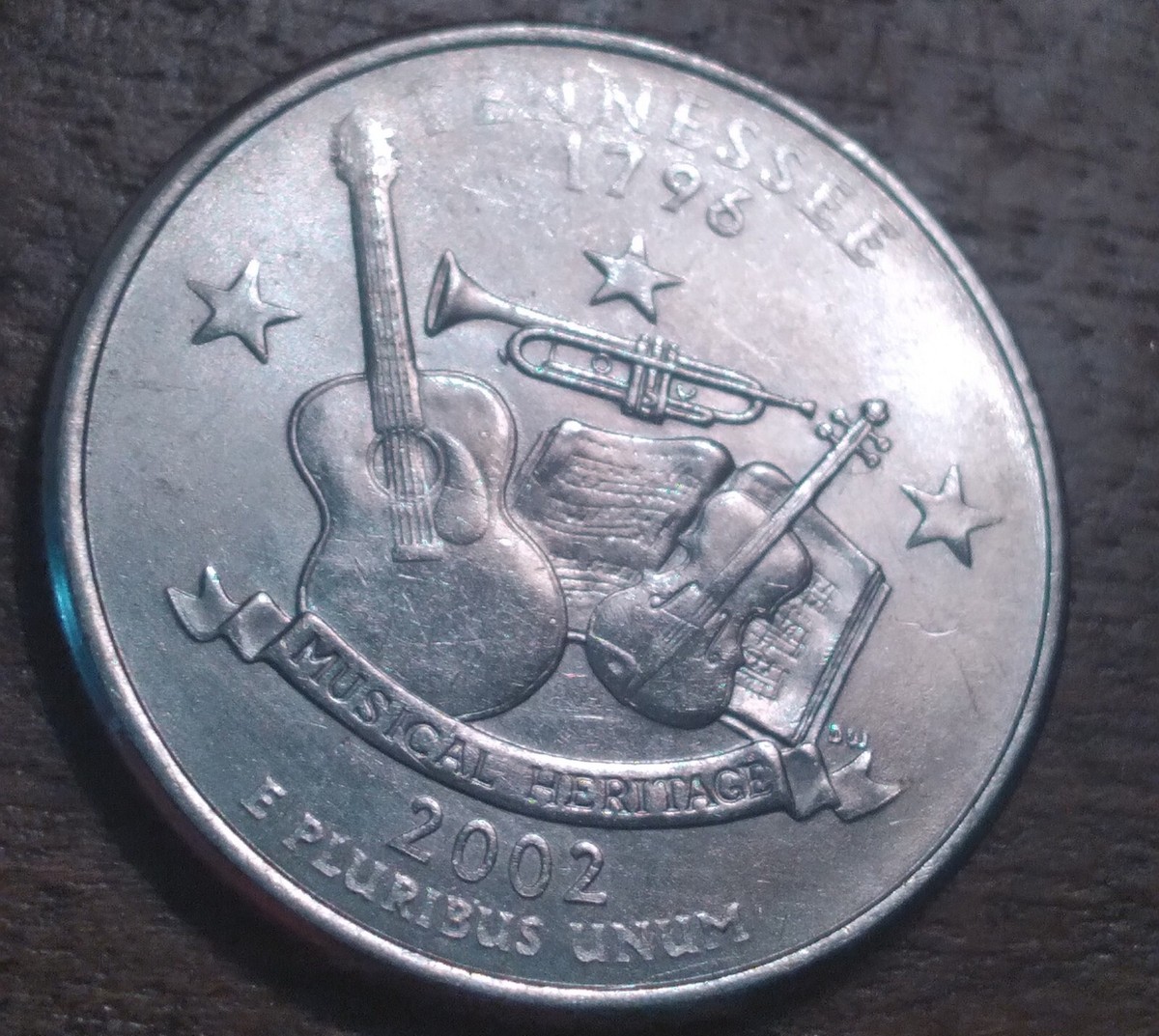 2002-D Tennessee State Quarter With Strike Through Error