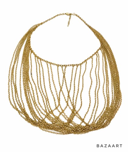 Vintage Multi-Chain Drape BIB Necklace Layered 20" Costume Fashion Statement - 第 12/24 張圖片