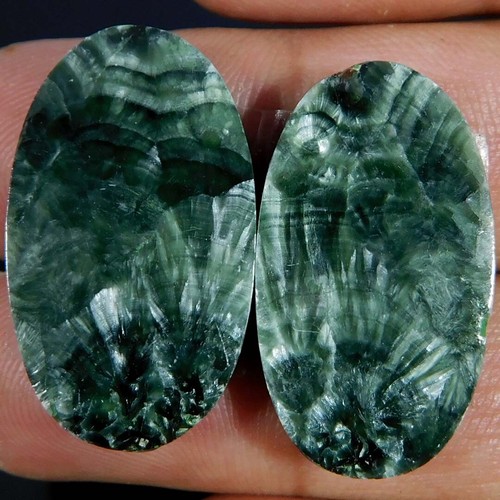 Pierre Séraphinite Naturelle Cabochon Ovale 54.94 Carats - Neuf Avec Étiquettes