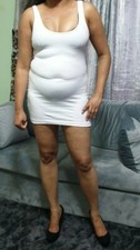 Women's White Micro Mini Dress | Deep Cleavage Scoop Neck  Sexy Party Clubwear