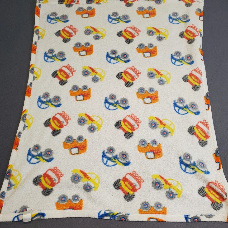 Cutie Pie 蓝色怪物汽车卡车汽车婴儿毯白色 2018 30x36 — 第 3/4 张图片