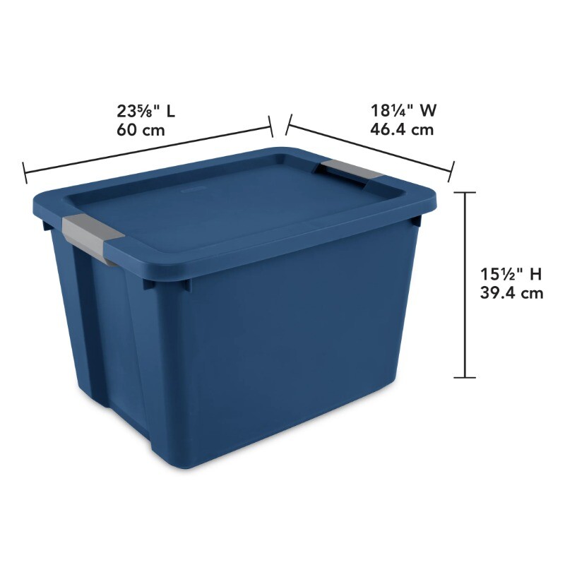 Sterilite Large Storage Bin, 20 Gallon Plastic Storage Container with Latch Lid
