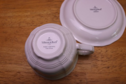 Villeroy & Boch MANOIR All White Scallop Cup & Saucer Germany #1748 - Picture 5 of 9