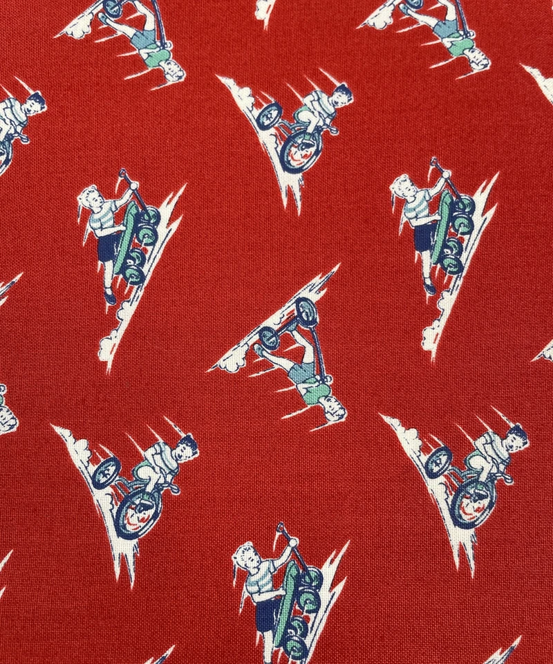 Caja de juguetes Blue Hill Sara Morgan 2 yardas tela roja vagón scooter bicicleta niños 7994 Foto 2 de 4