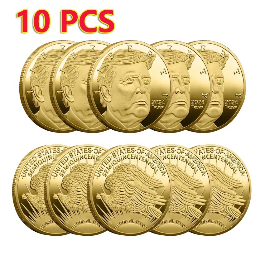 10PCS President Donald Trump 2024 MAGA King Gold Commemorative Coin Liberty Gift