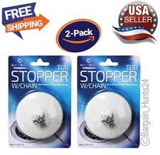Rubber Drain Stopper W/ Chain Bathroom Sink Bath Tub Kitchen Stop Plug Pk of 2 