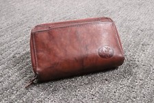 Buxton Women's Brown Leather Double Zip Heiress Organizer Wallet 4" x 6"