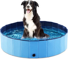 Foldable Dog Pet Bath Pool 32" Blue