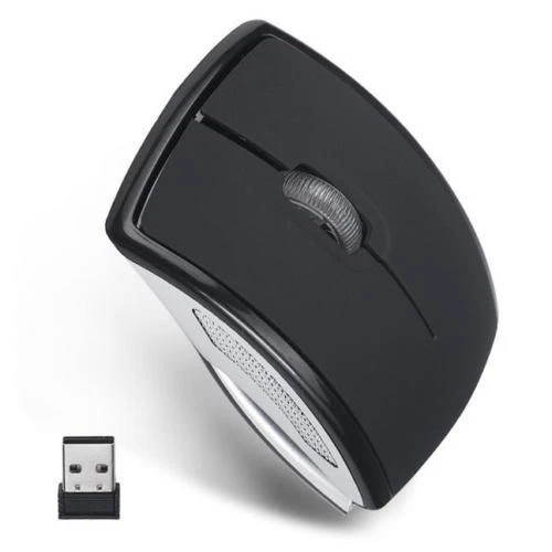 BLACK 3D Optical USB Wireless Arc Foldable Mouse Mice 2.4GHz 10m Range 1600 DPI - Image 2 of 4
