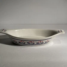 Vintage Japan Oven Oval Serving Casserole Baking Dish, Floral Design, Retro