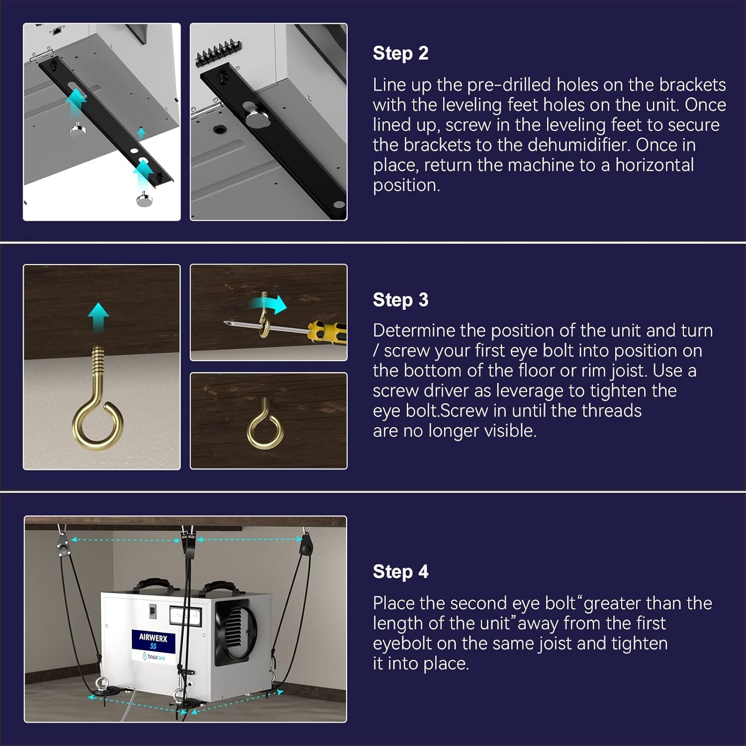 BaseAire Dehumidifier Hanging Kit for Crawl Space & Basement Dehumidifiers Airwe