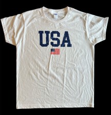 NWT Womens USA American Flag Patriotic T-Shirt Factory Cert Made In USA