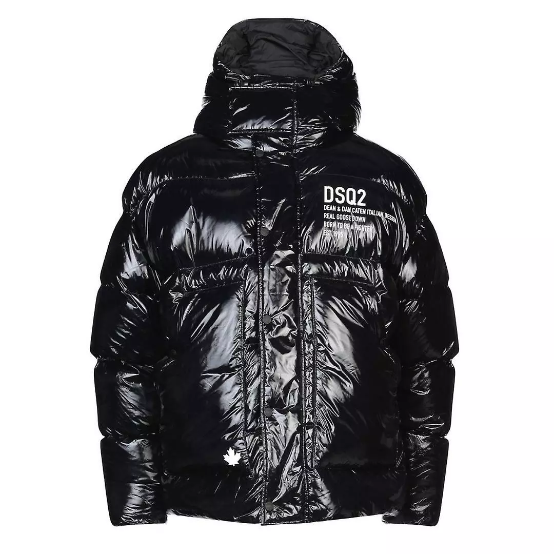 Padded jackets Dsquared2 - Maple leaf and logo print puffer jacket