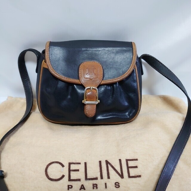 CELINE Shoulder bag Pouch Pochette Vintage Black From Japan CELINE Shoulder bag Pouch Pochette Vintage Black From Japan