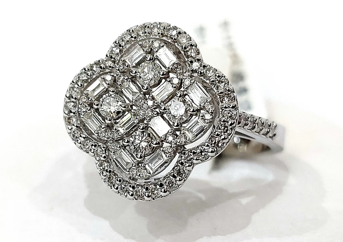 Anello Uomo Baguette Con Diamanti Simulati - Argento 925 Placcato Oro Bianco 14K