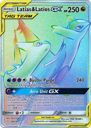 TCG Sun & Moon Team Up Secret Rare Latias & Latios GX #190