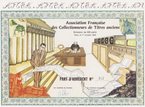 ASSOCIATION COLLECTIONNEURS DE TITRES ANCIENS - PART D'ADHERENT 1984 - FRANCE - Photo 1/2