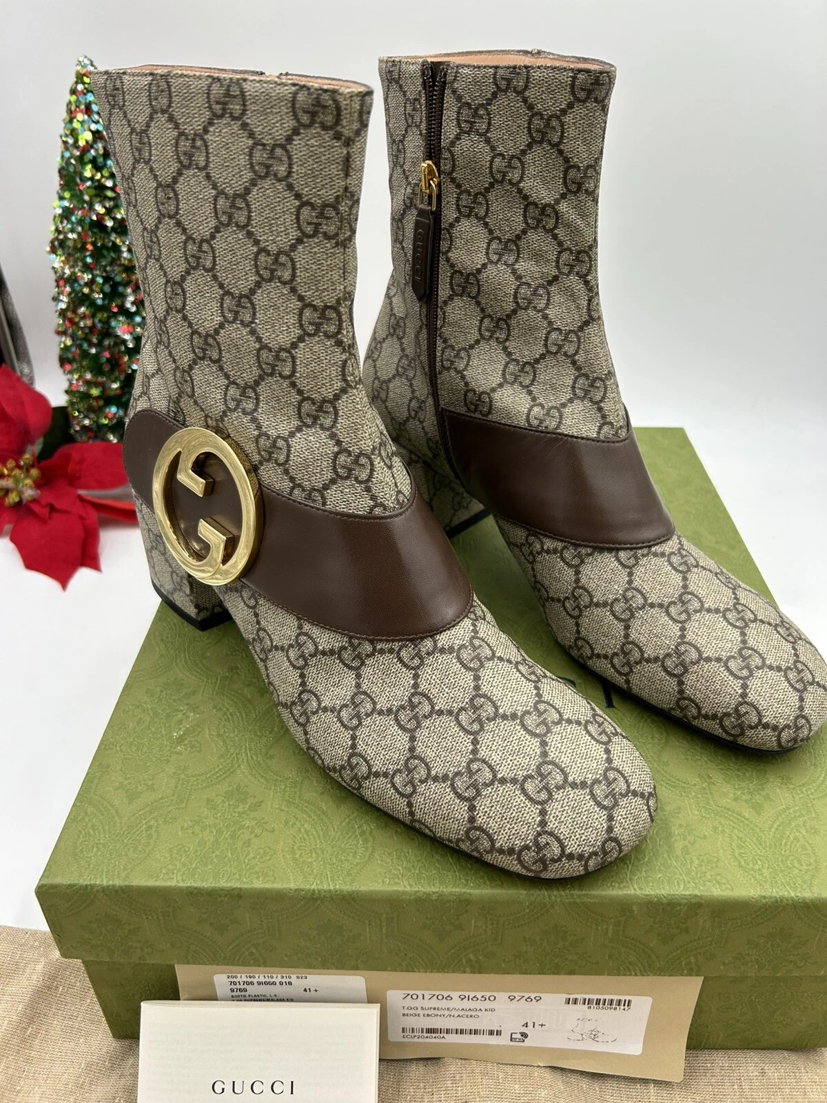 Bottines femme Gucci Blondie GG cuir suprême pointure 41,5 made in Italy