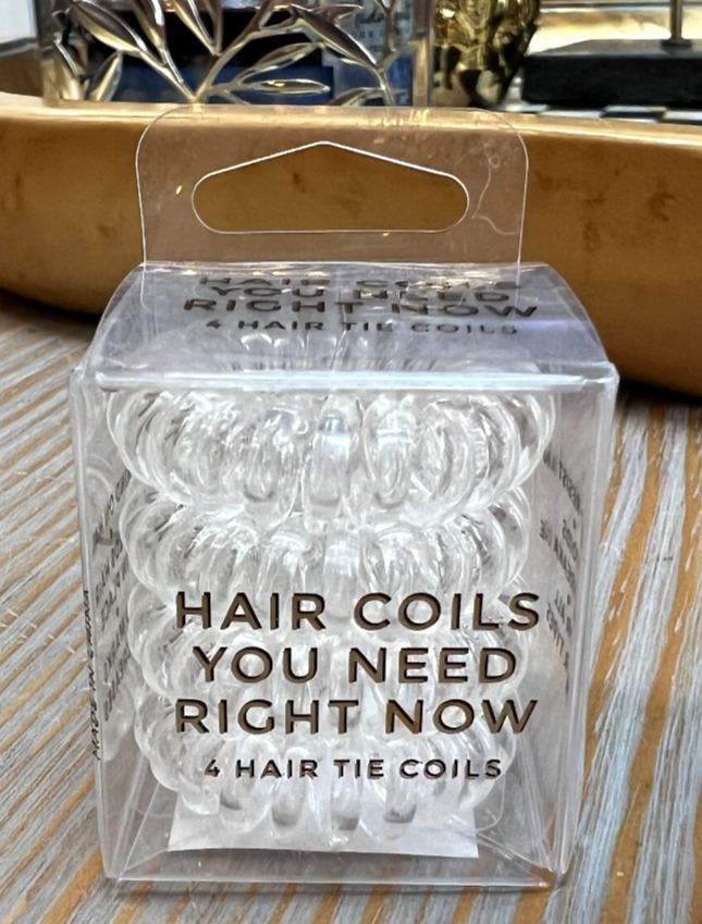 Kitsch Hair Coils in Transparent box of 4 spiral hair tie coils NEW